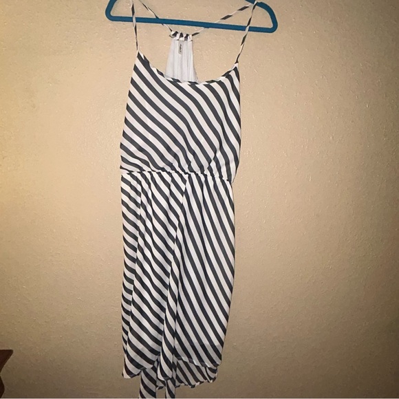 Striped Black and White High/Low Dress - Picture 1 of 12